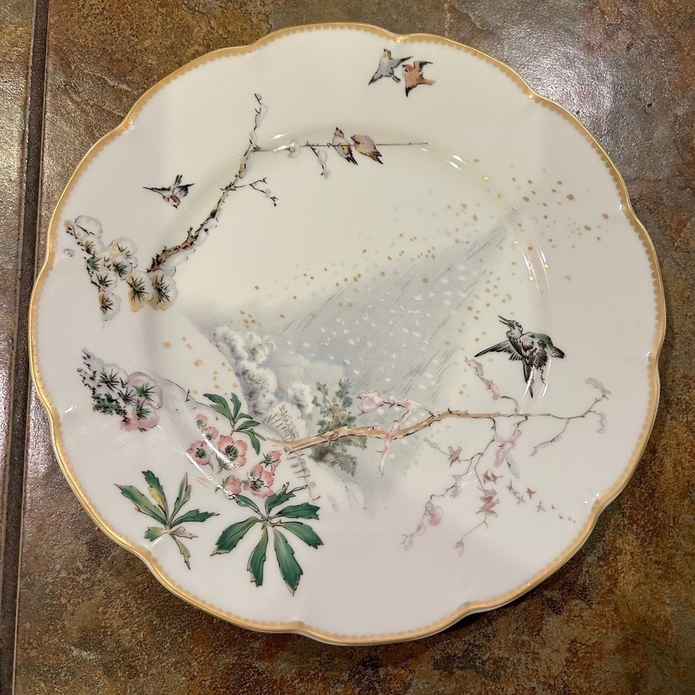 Haviland Limoges “Hiver” Theatre des Saisons Dinner Plate 10” No Flaws Gold Edge